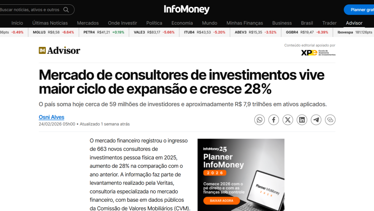 Mercado de consultores de investimentos vive maior ciclo de expansão e cresce 28%